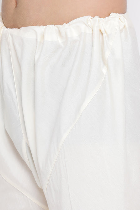 VASTRAMAY Peach Silk Kurta And Pyjama Baap Beta Set